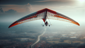 alt_text: Pesawat layang unjuk kebolehan di langit Bekasi pada pameran olahraga terbang layang.