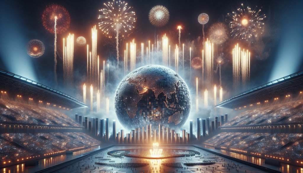 alt_text: Upacara penutupan SEA Games 2025 dengan pertunjukan kembang api dan bola raksasa.