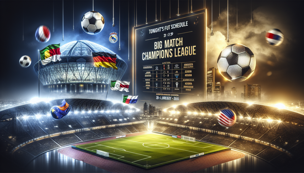 alt_text: Jadwal lengkap pertandingan Liga Champions malam ini, menampilkan tim dan waktu kick-off.