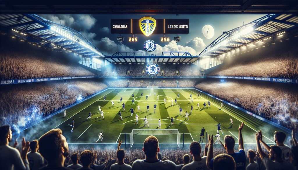 alt_text: Pertandingan sengit Chelsea melawan Leeds di Stamford Bridge, atmosfer stadion memanas.