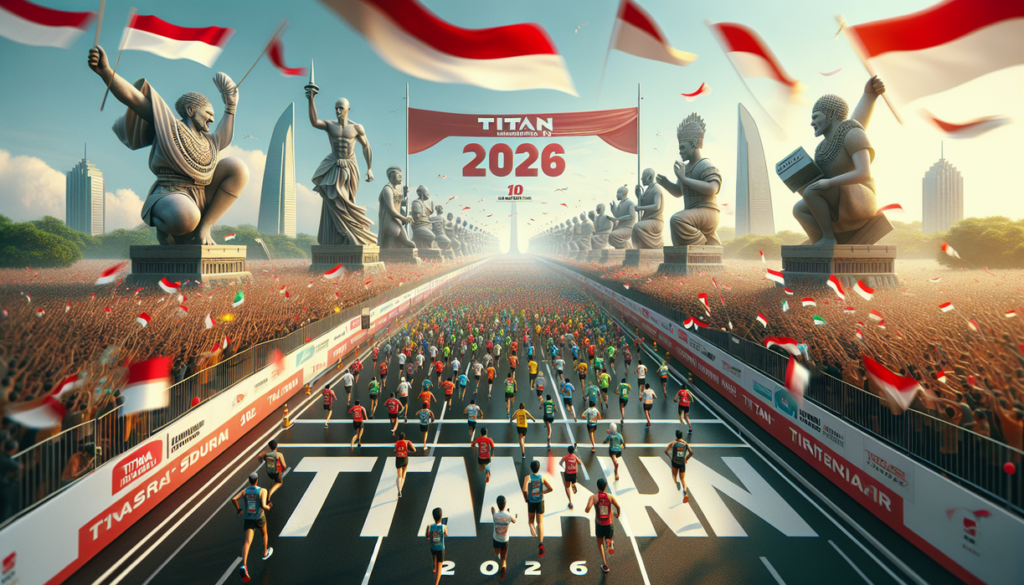 alt_text: Peserta bersemangat di Titan Run 2026, peringati 10 tahun dengan tema Lari Merdeka.