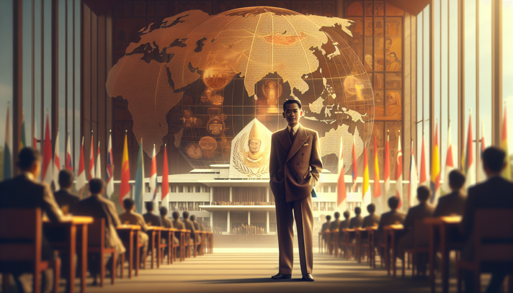 "alt_text": "Peta Indonesia dengan simbol Gerakan Non Blok menyoroti peran geopolitik baru negara."