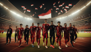 alt_text: Para pemain Timnas Indonesia berdiri berbaris, memberi hormat di tengah stadion yang penuh sesak.