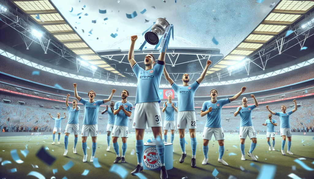 alt_text: Pep Guardiola mengangkat Piala Liga dengan semangat juara yang tak pernah padam.