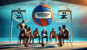 alt_text: Tim polo air beraksi di kolam, berusaha mencapai kemandirian asosiasi.