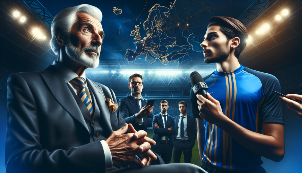 alt_text: Luka Modric berdiskusi strategi dengan Ancelotti sambil menatap lapangan.