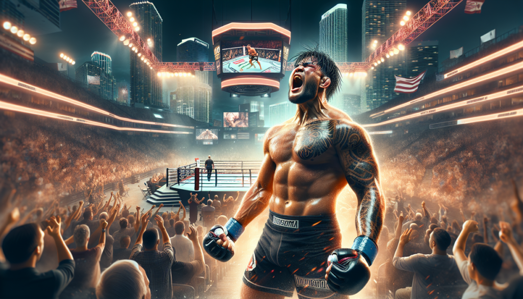 "alt_text": "Aksi UFC dan strategi pemasaran digital berpadu, menciptakan duel unik dan edukatif."