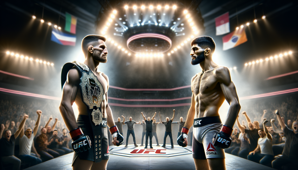 alt_text: Islam Makhachev dan Ilia Topuria berdebat soal gaji UFC, menimbulkan drama di komunitas pertarungan.