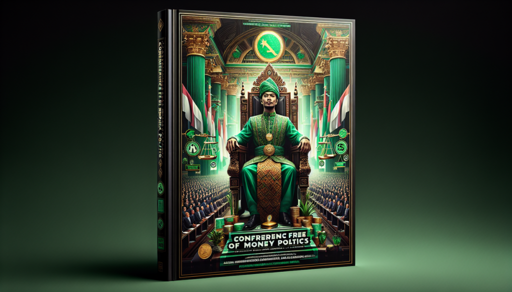 alt_text: Spanduk acara NU Muktamar membahas tantangan mengenai politik uang dalam organisasi.