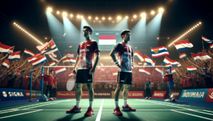 alt_text: Fajar dan Joaquin siap bertanding melawan Thailand di Piala Thomas 2026.