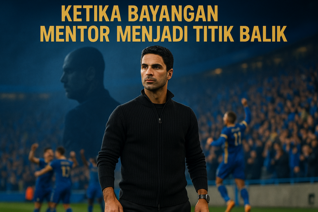 alt_text: Arteta dan Guardiola berdiskusi, tema: Tutorial Keluar dari Bayang-bayang.