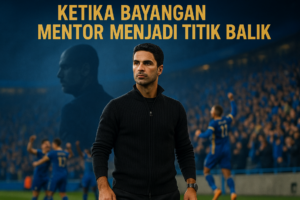 alt_text: Arteta dan Guardiola berdiskusi, tema: Tutorial Keluar dari Bayang-bayang.