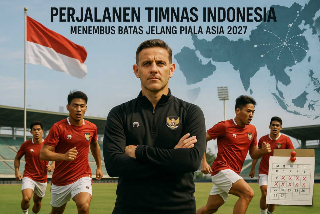 alt_text: Timnas Indonesia dalam sesi latihan untuk meningkatkan strategi dan kebugaran.
