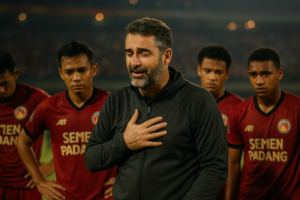alt_text: "Tavares sampaikan pesan emosional setelah Persebaya menang besar 7-0 dalam laga sepak bola."