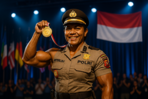 "alt_text": "Kapolsek Binaraga memberi semangat dengan pesan inspiratif kepada masyarakat."