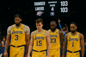 alt_text: "Lakers kalah dari Thunder, menandai perubahan besar di NBA musim 2025/2026."