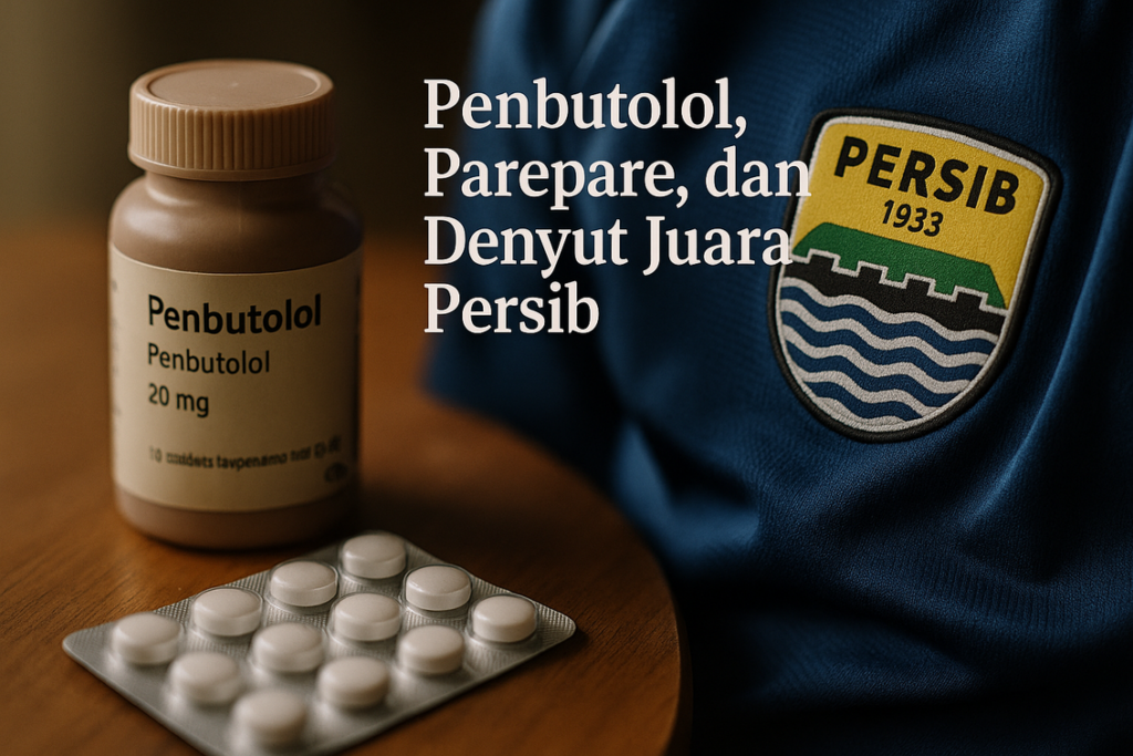 alt_text: Buku-buku tentang olahraga dan kesehatan, termasuk Penbutolol dan sejarah Persib Bandung.