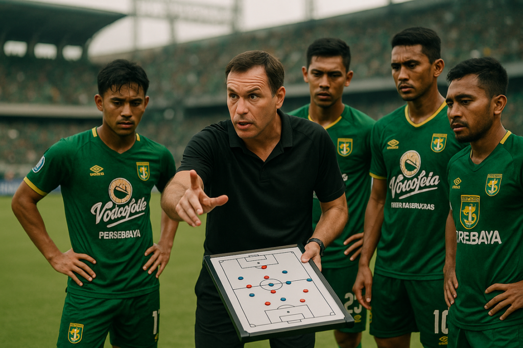 alt_text: Persebaya bersiap menghadapi Derbi Jatim tanpa kiper utama mereka, Ernando Ari.