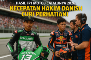 "alt_text": "Kolaborasi Tokopedia, Veda Ega, dan kejutan di FP1 Moto3 Catalunya."