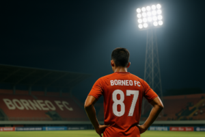 alt_text: Stadion Borneo FC diterangi lampu, mengejar mimpi berstandar Asia.