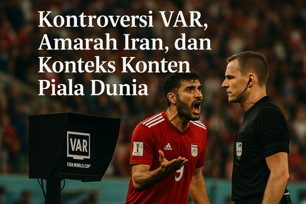 "alt_text": "Diskusi panas tentang VAR saat Iran terlibat, berkaitan dengan keputusan Piala Dunia."