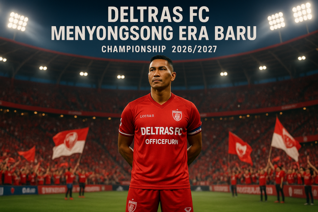 alt_text: Spanduk dukung Deltras FC, Leonard Tupamahu, dan semangat baru untuk Sidoarjo.