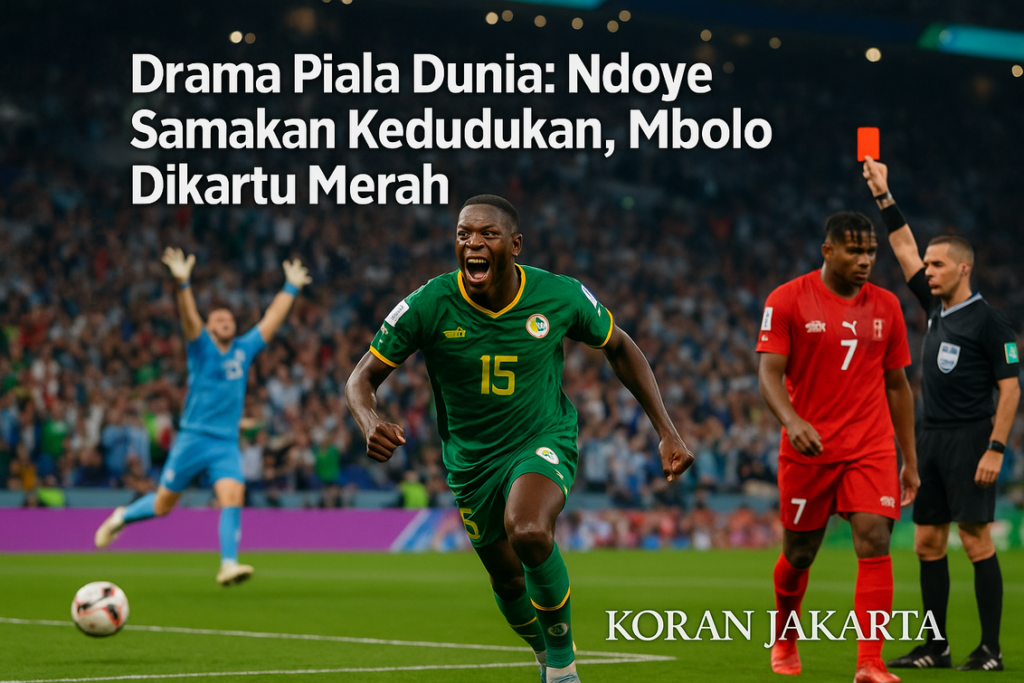 alt_text: Ndoye cetak gol mengejutkan saat melawan Argentina di Piala Dunia, sorotan Koran Jakarta.