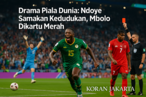 alt_text: Ndoye cetak gol mengejutkan saat melawan Argentina di Piala Dunia, sorotan Koran Jakarta.