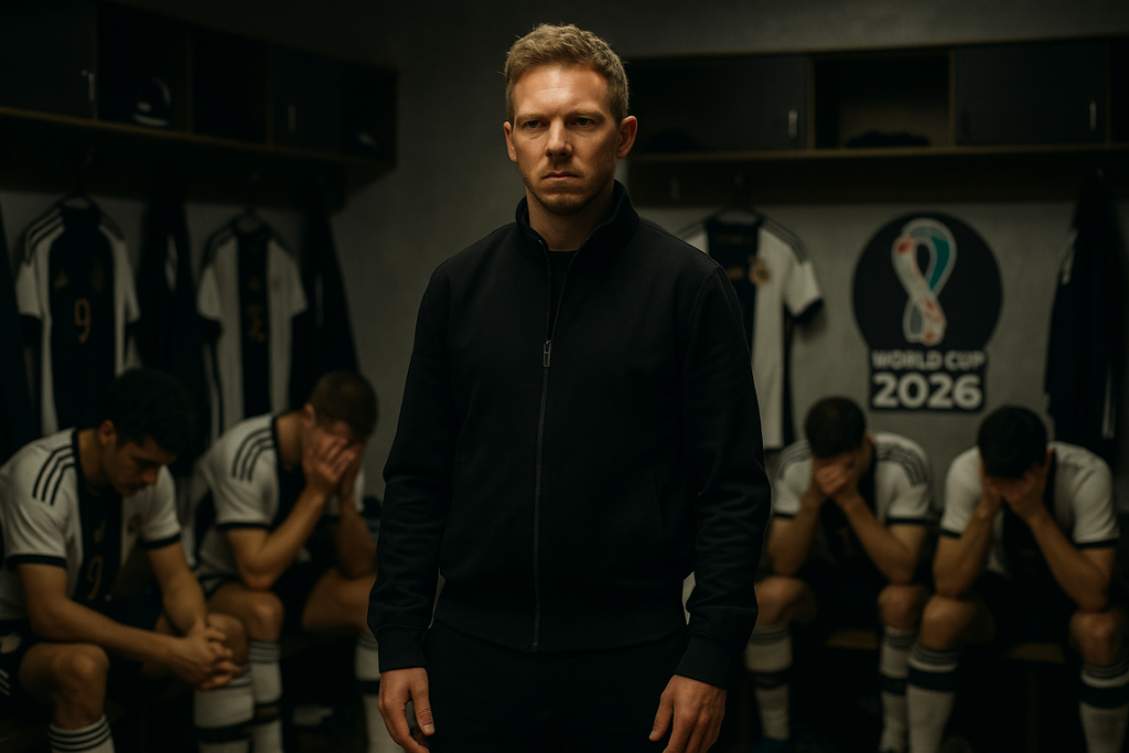 alt_text: Suasana tegang di ruang ganti Jerman pasca kritik tajam dari Nagelsmann.